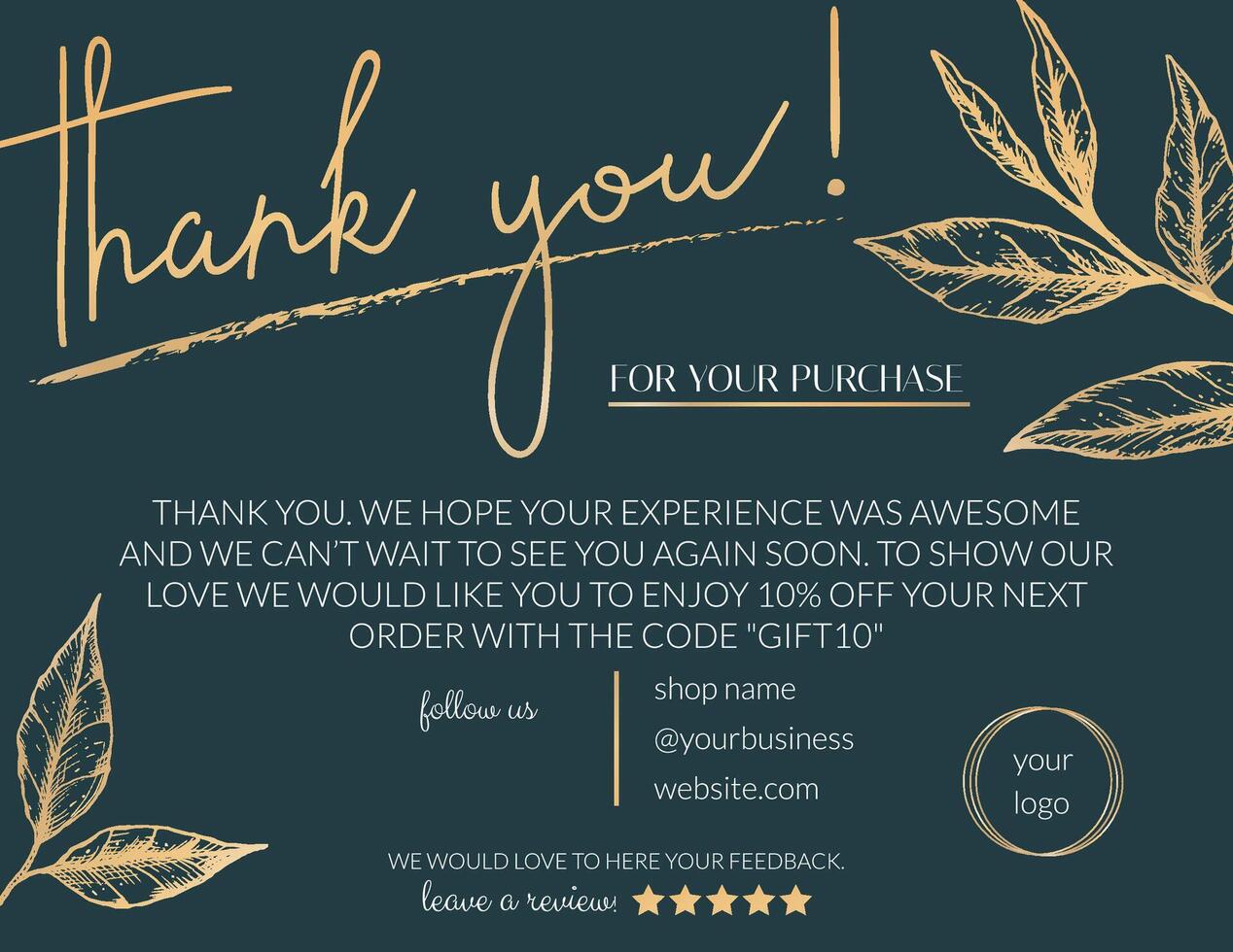 Thank you card for business. Elegant card for decorating handmade products vector
