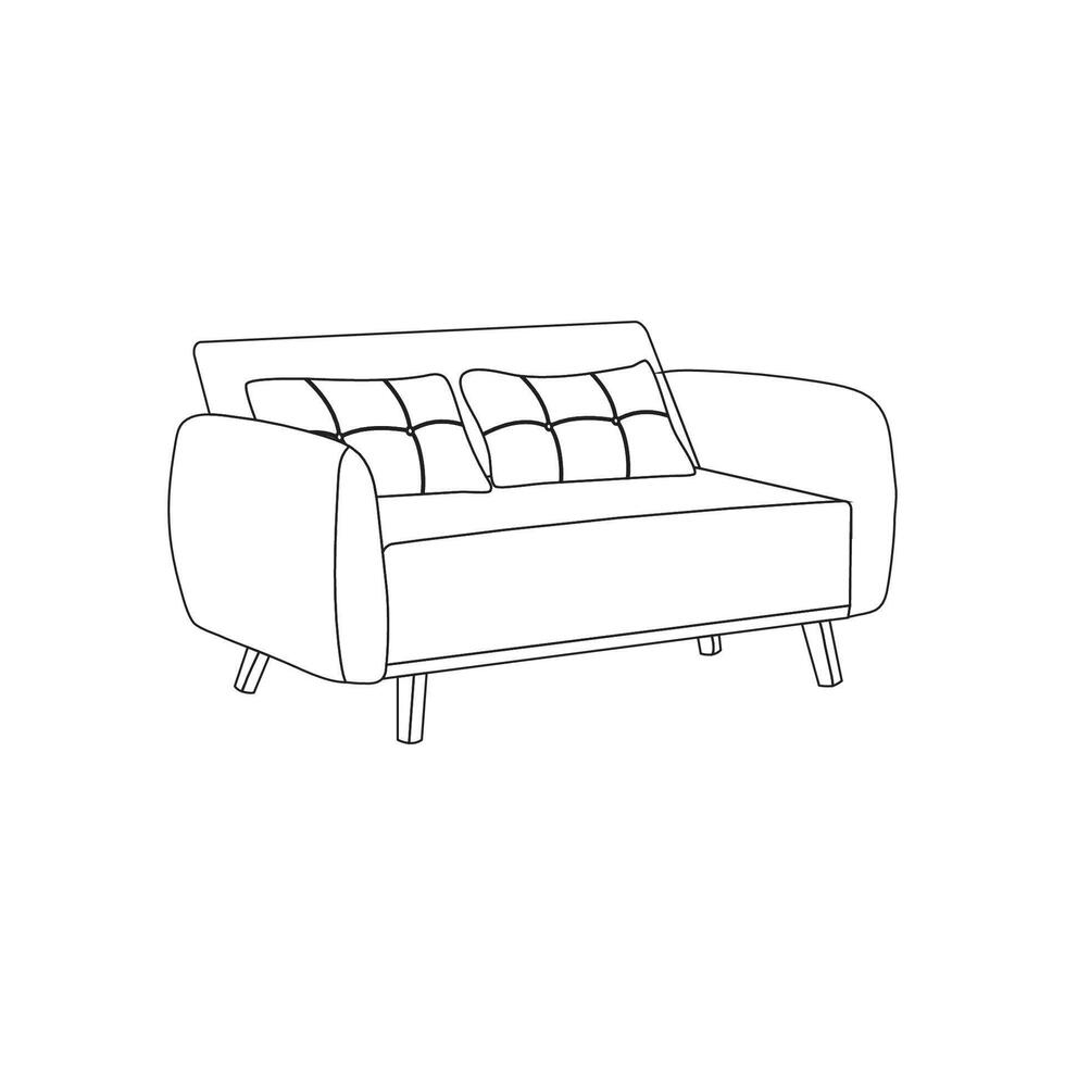 Simple linear icon of sofa bed vector