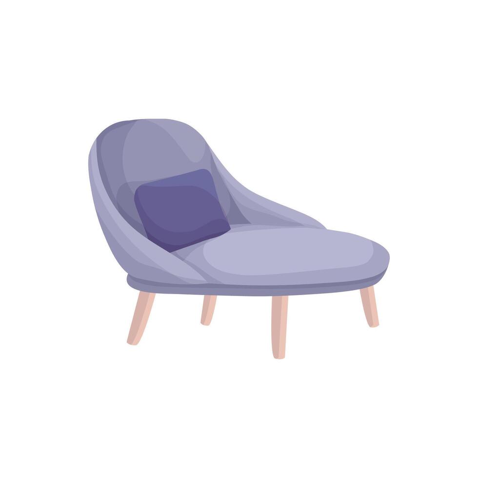Blue sofa side view in cartoon style. Small couch. Furniture for interior Isolated on a white background. vector