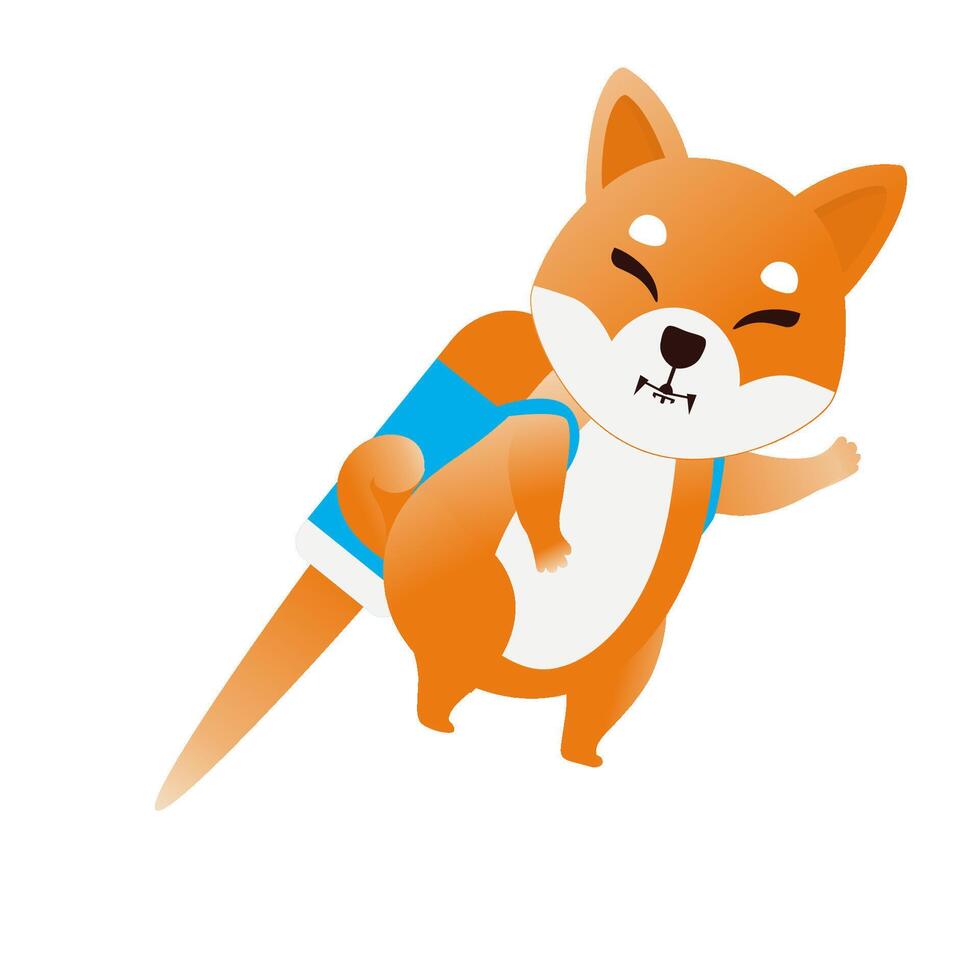 illustration of a dog similar to the Shiba Inu cryptocurrency isolate. Shib dog flies on a jetpack vector