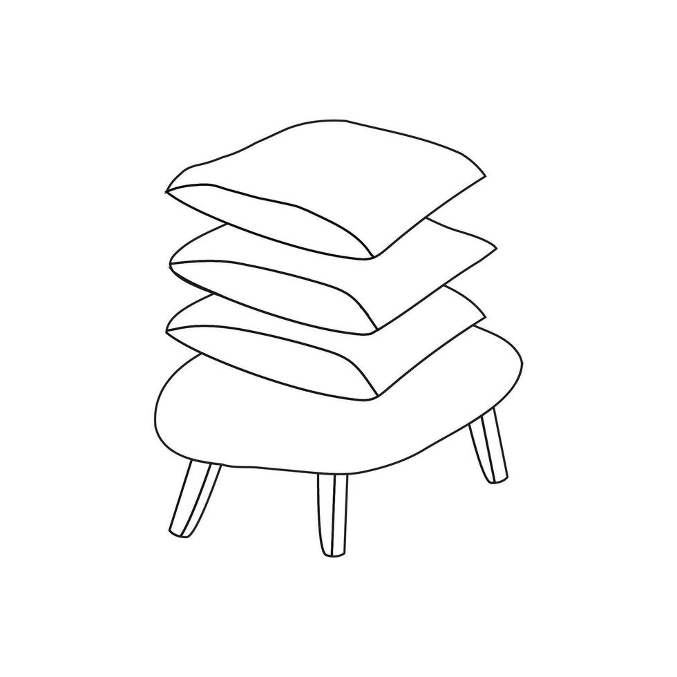 Simple linear icon of an ottoman with pillows vector