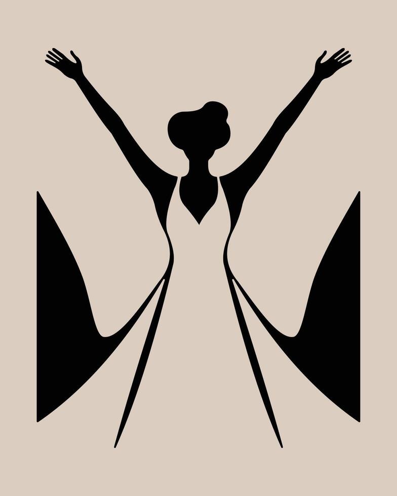 Silhouette of a woman in a business suit and a cape vector