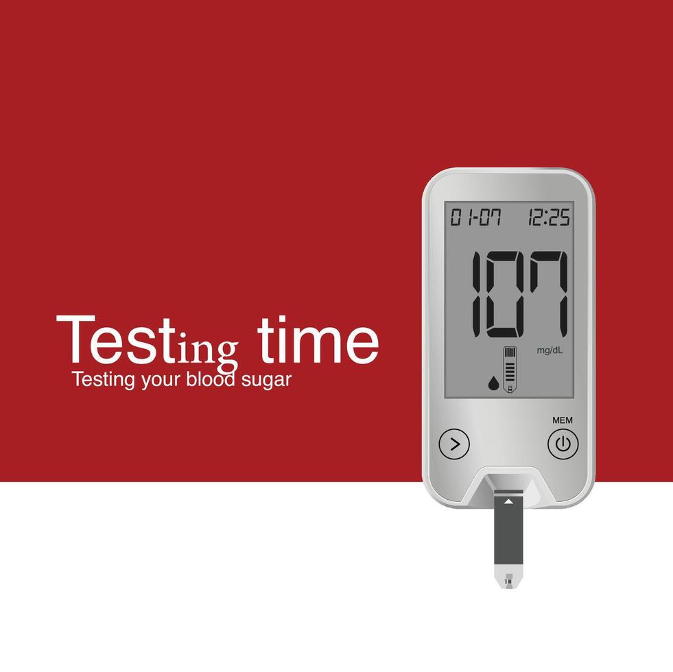 Testing time blood glucose testing device vector