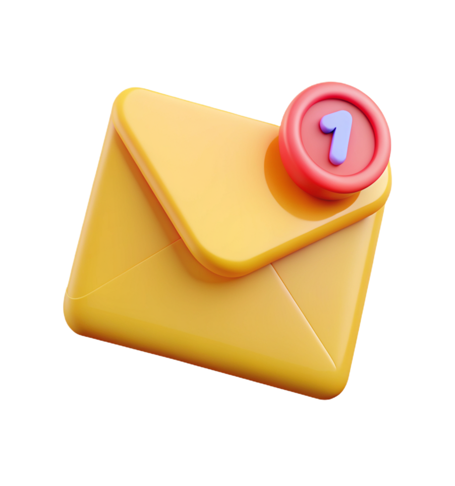 Mail with Notification 3d Element png