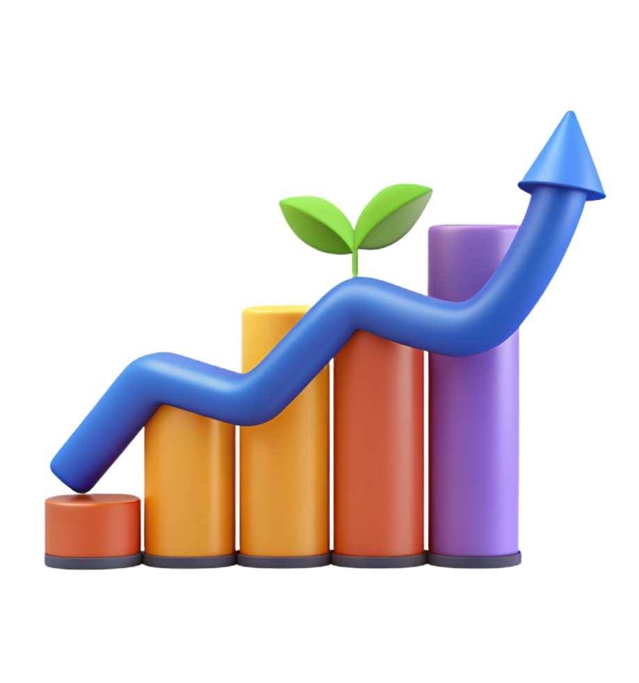 Growth Business Chart 3d Image png