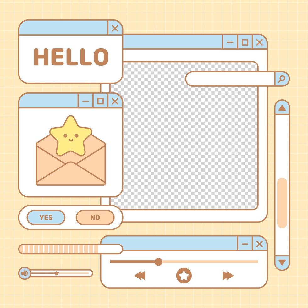 cute set of cute star interface template design vector