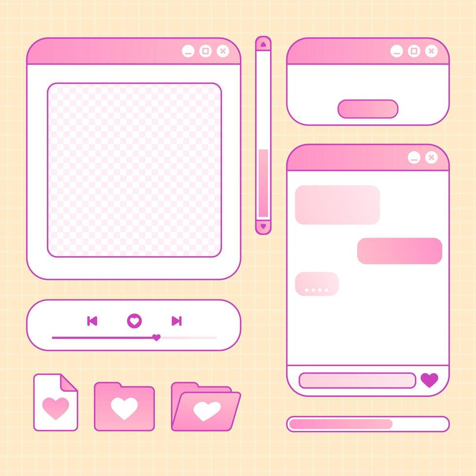 cute set of interface template design vector