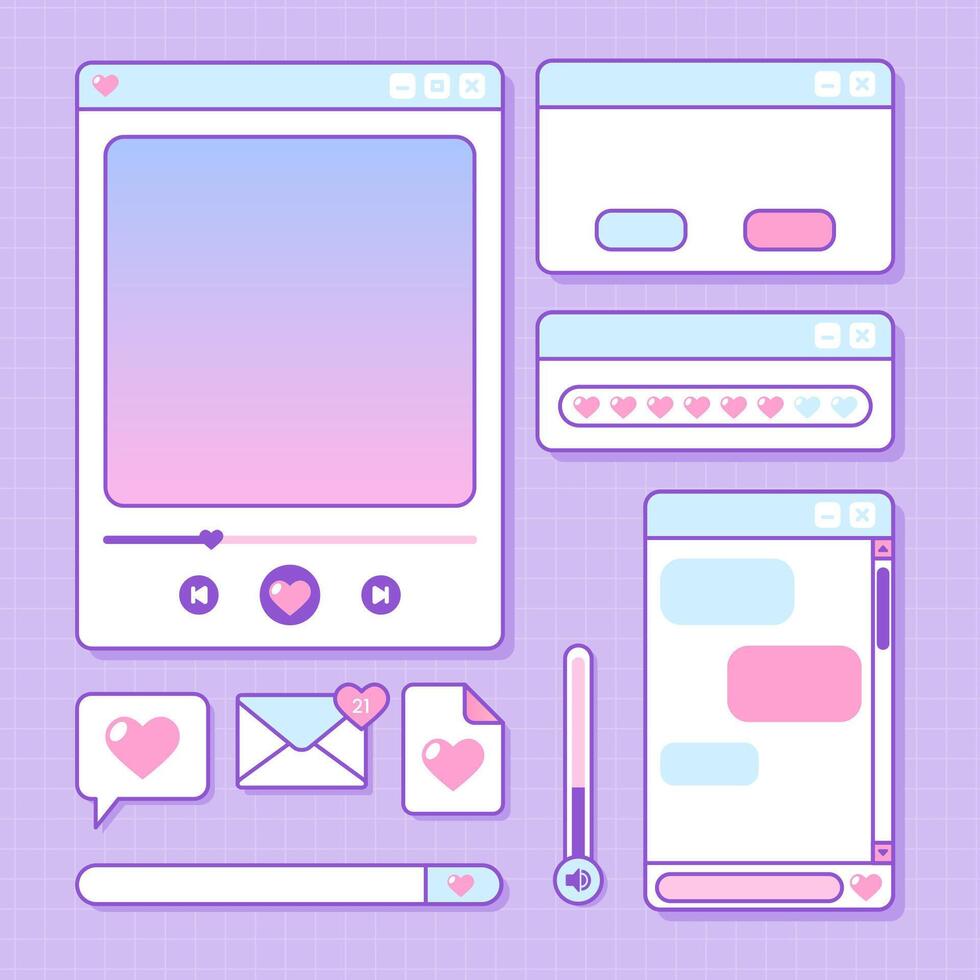 cute set of pastel color interface template design vector
