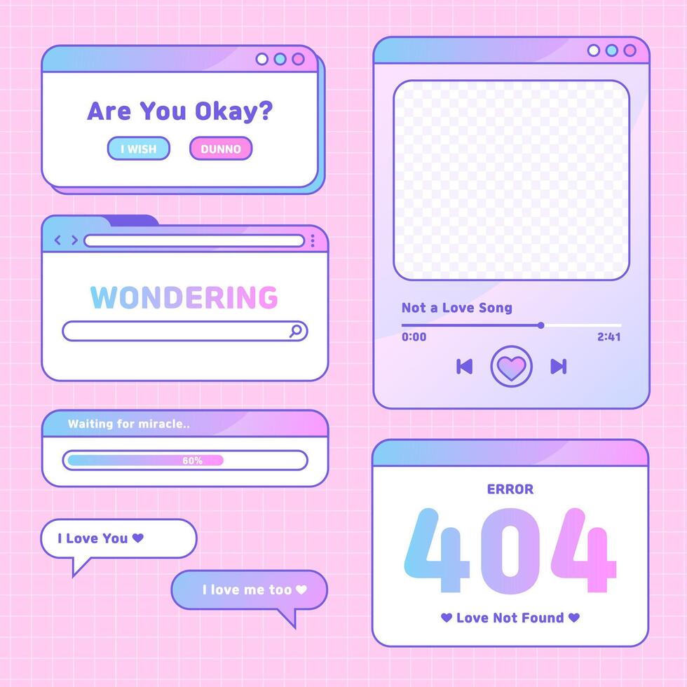 cute set of interface template design vector