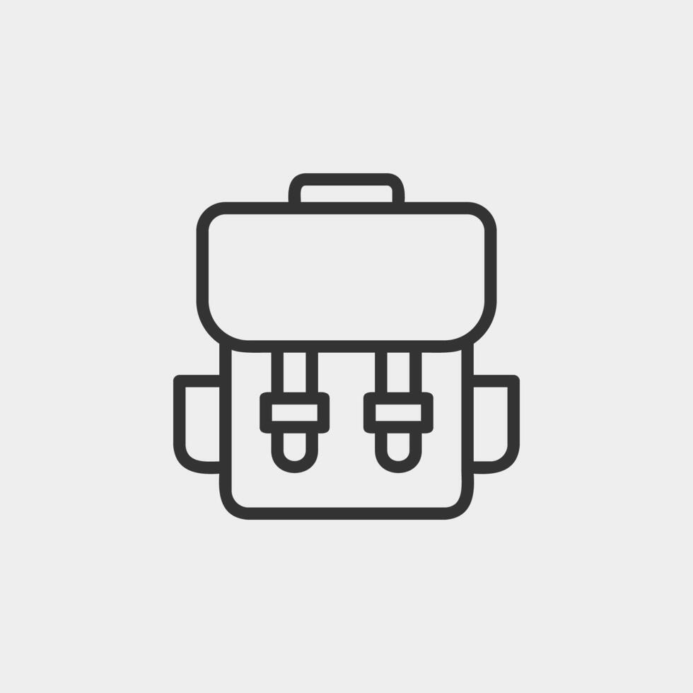 Backpack icon, tourism icon, Simple sign bag for school children, student, traveller and hiking tourist symbol. vector