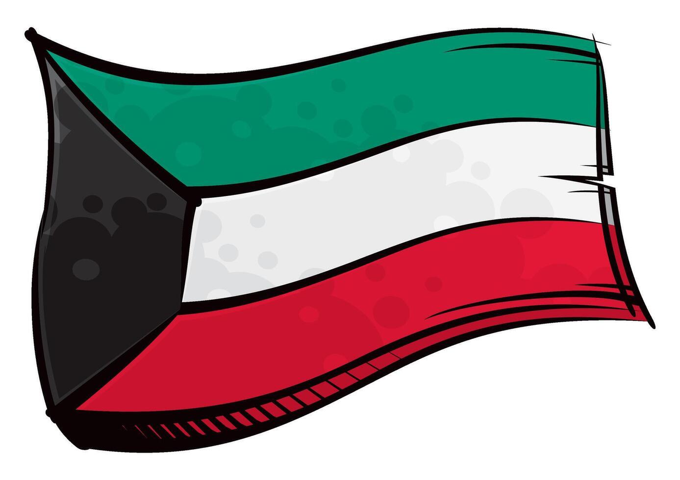 Painted Kuwait flag waving in wind vector