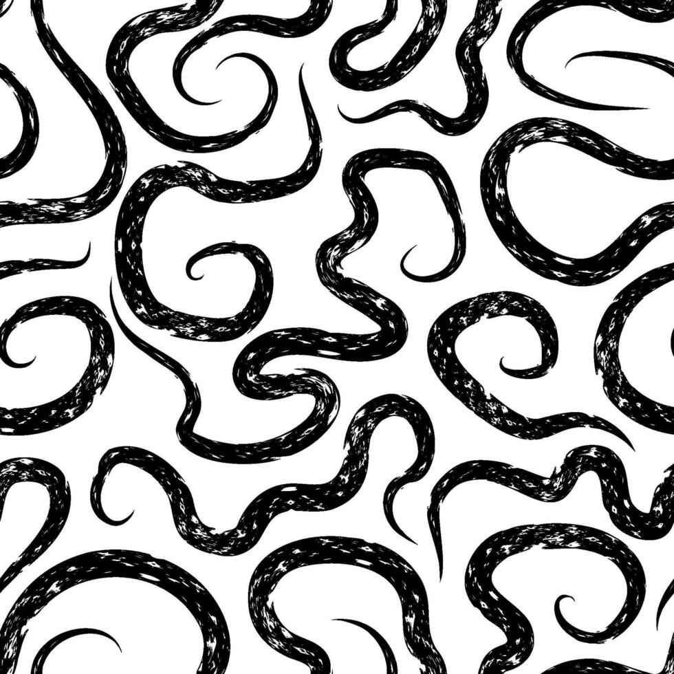 Seamless pattern with textured wavy and curly lines. Abstract background with brush strokes. Great for textile, fabric, wallpaper, wrapping, scrapbook and packaging vector