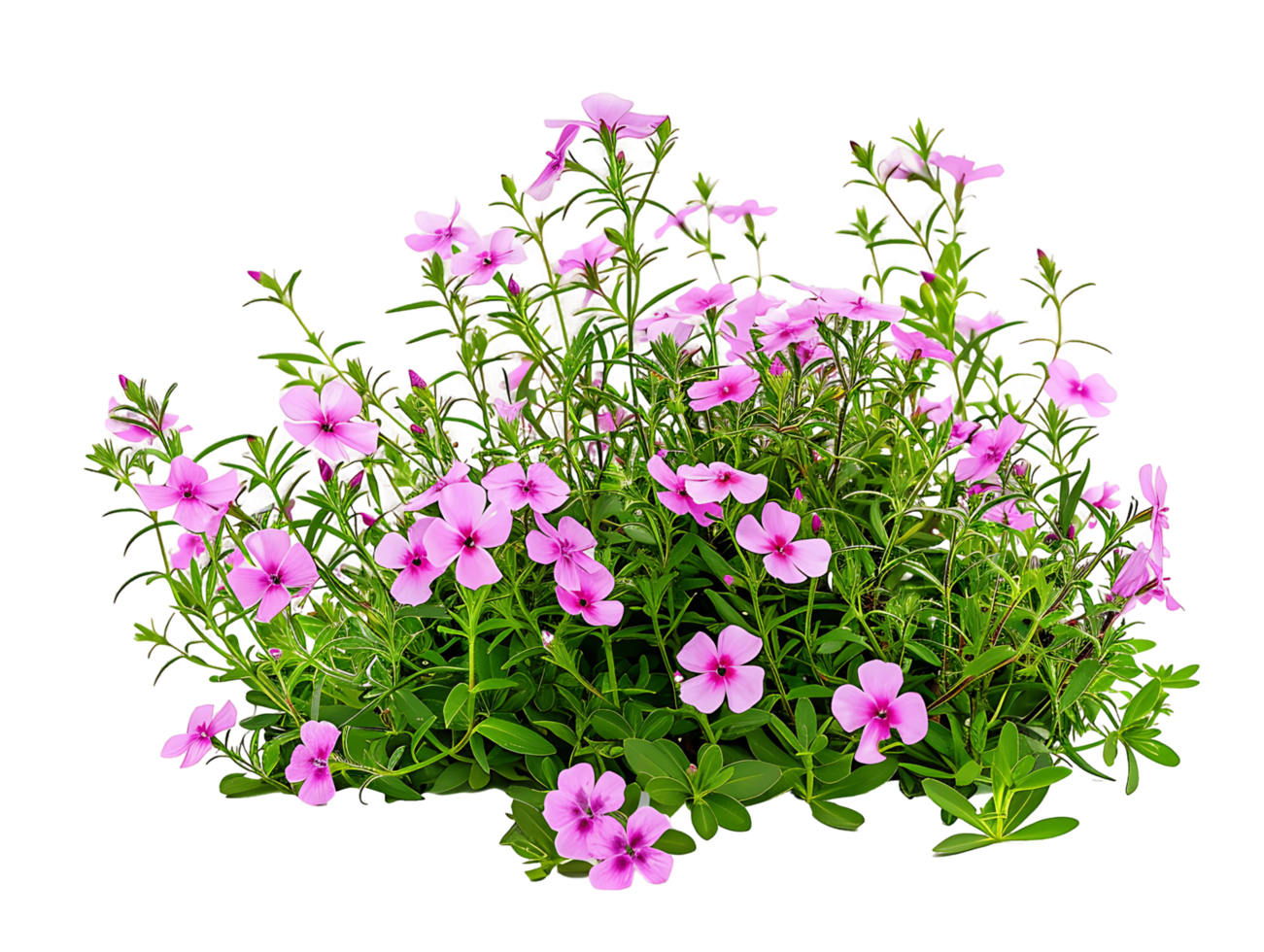 Phlox Subulata Bush Isolated on Transparent Cutout png