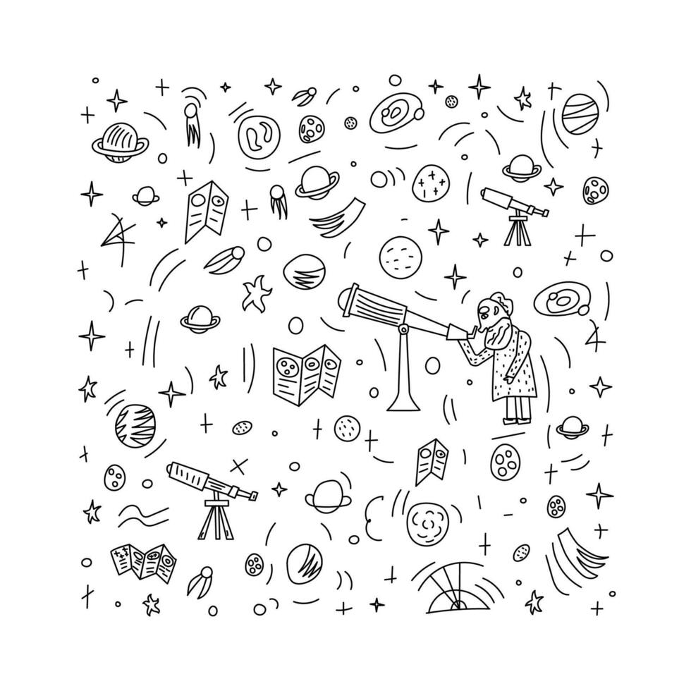 design of astronomers and space objects. vector