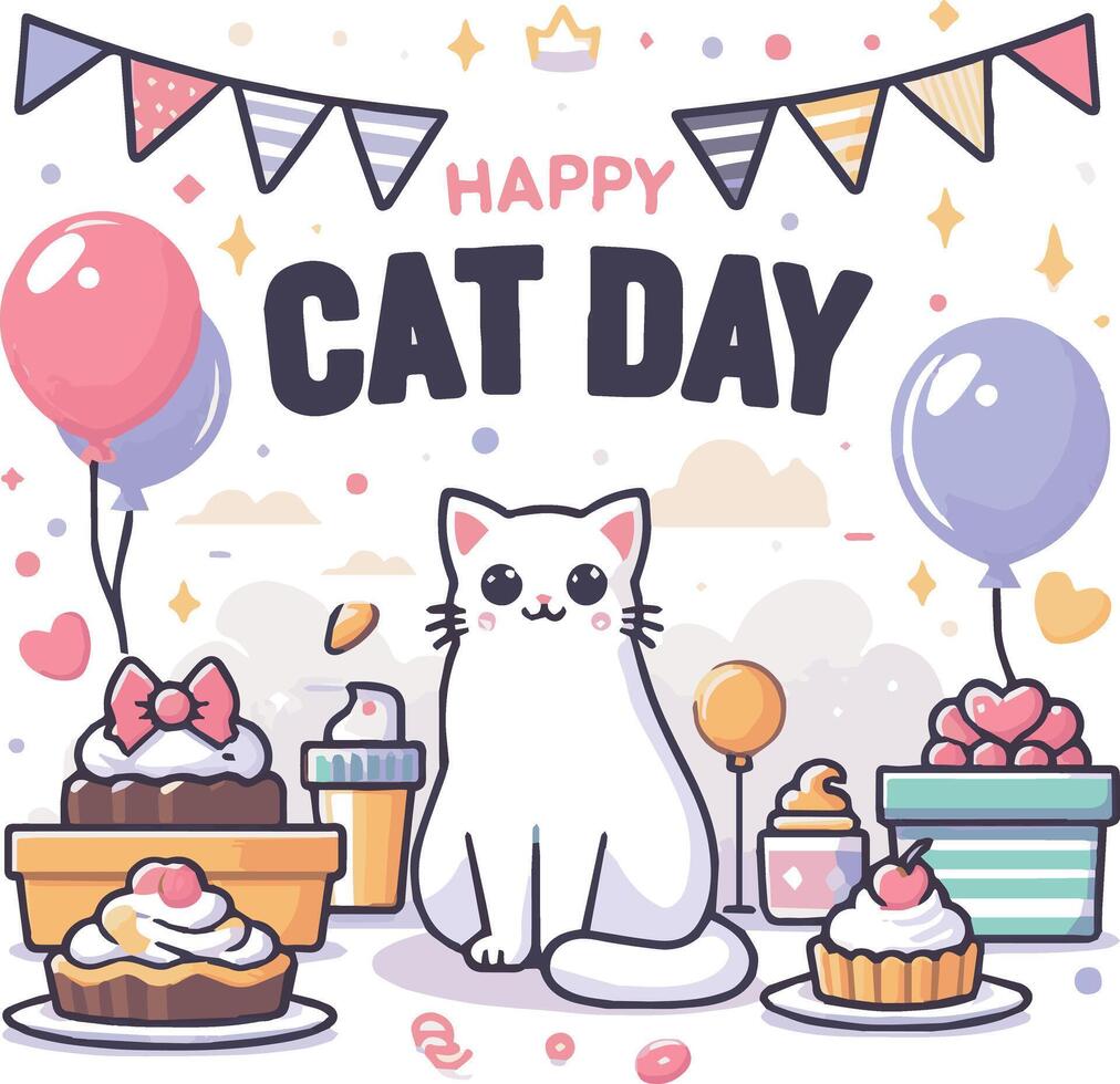 Cat Day Event Art Illustration vector