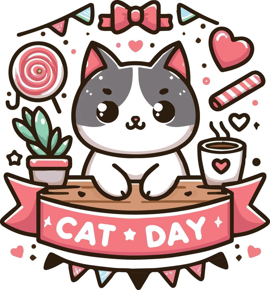 Cat Day Event Art Illustration vector