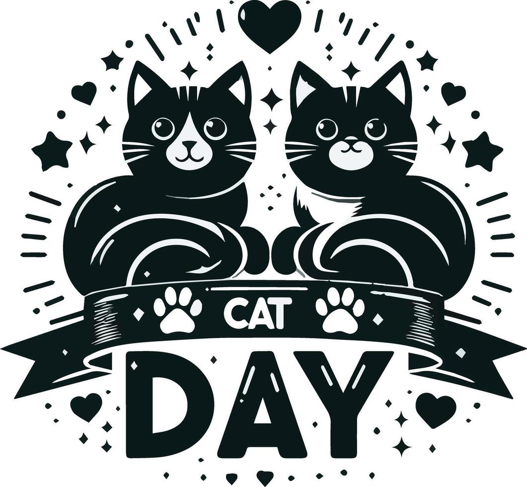 Cat Day Event Art Illustration vector