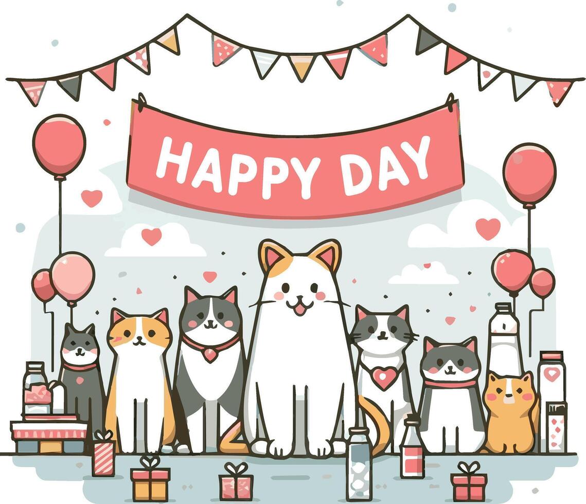 Cat Day Event Art Illustration vector