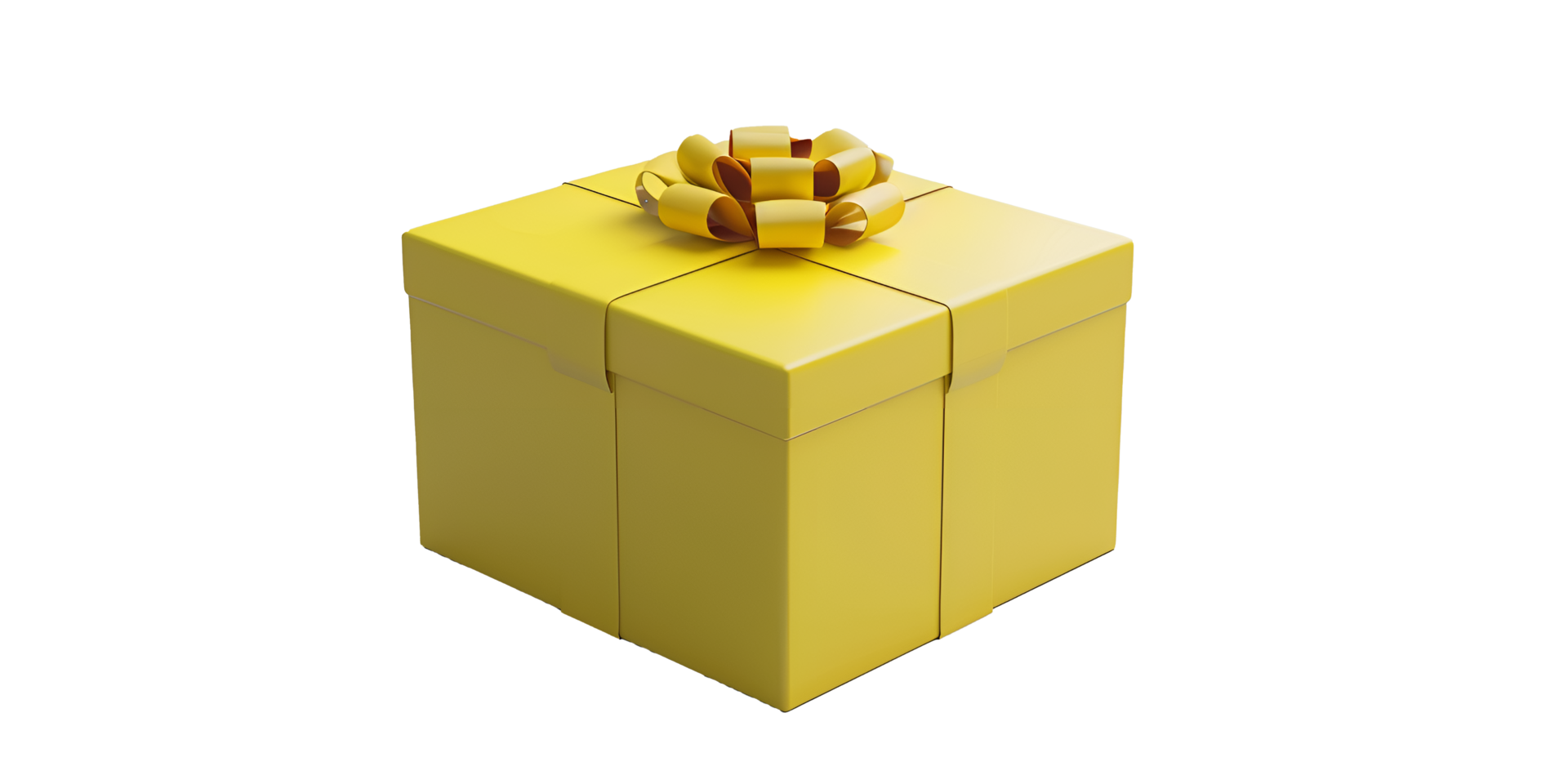 golden gift box rendering with golden ribbon isolated on transparent png