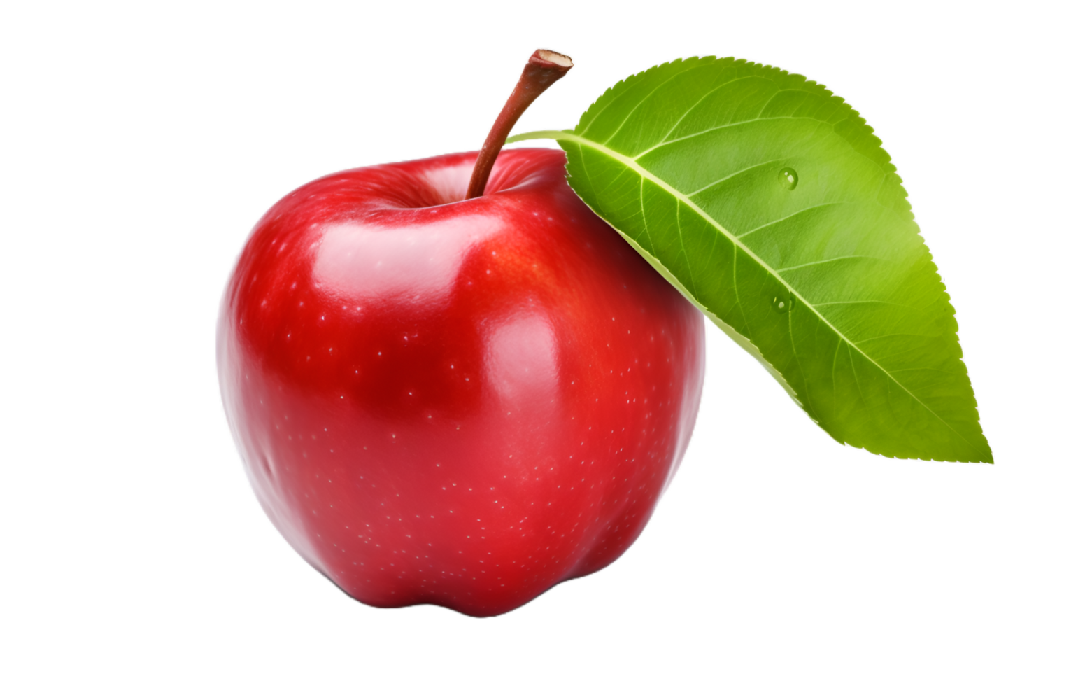 Fresh red apple with leaves isolated on transparent background png