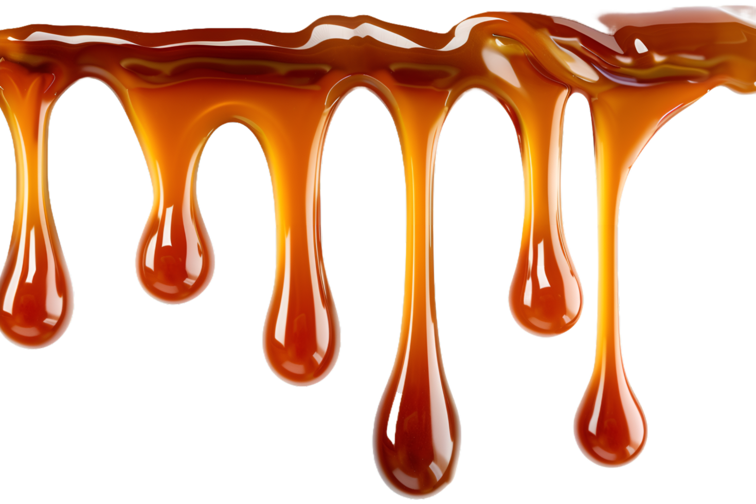 Caramel drips isolated on transparent background png