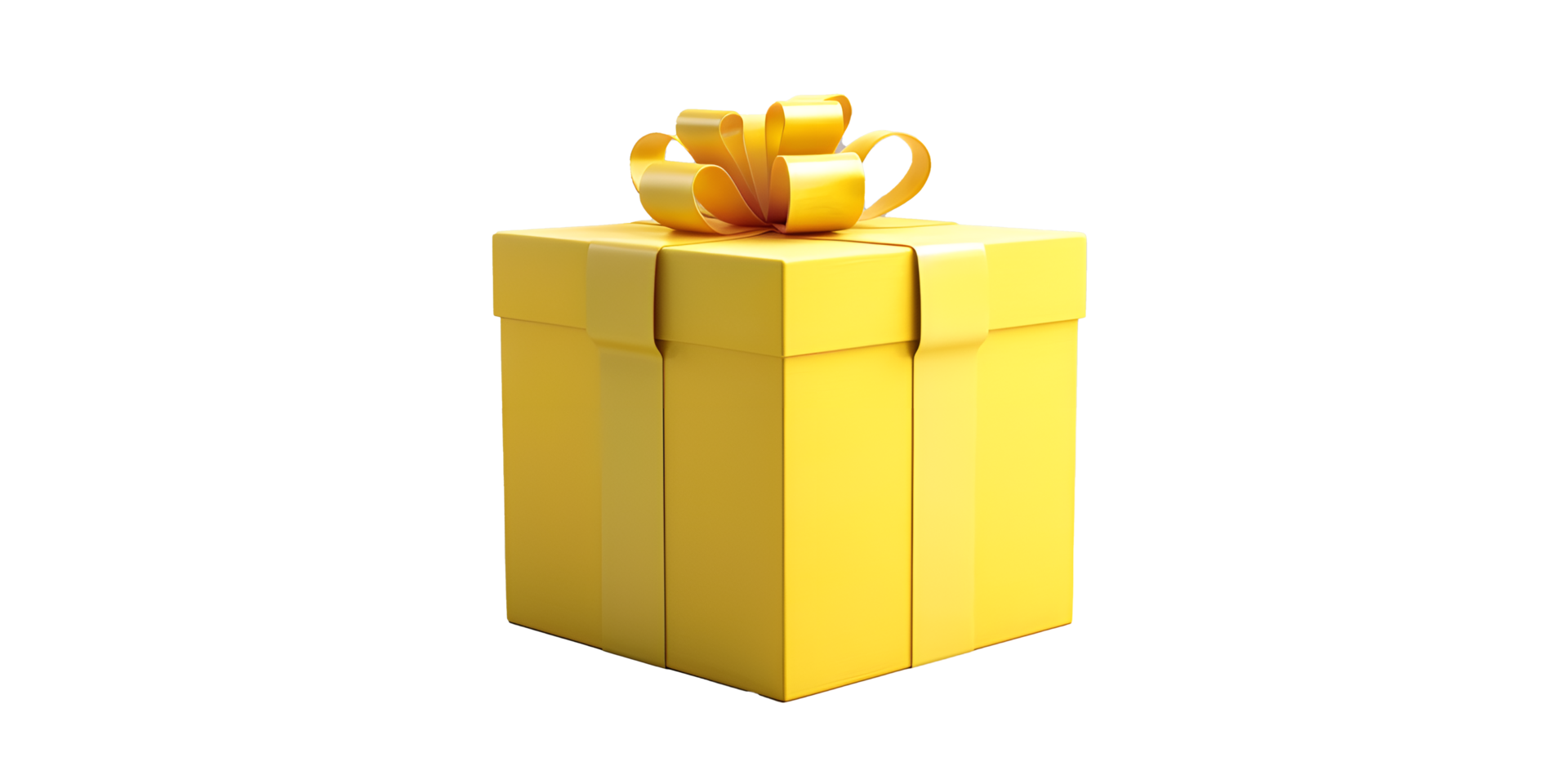 golden gift box rendering with golden ribbon isolated on transparent png