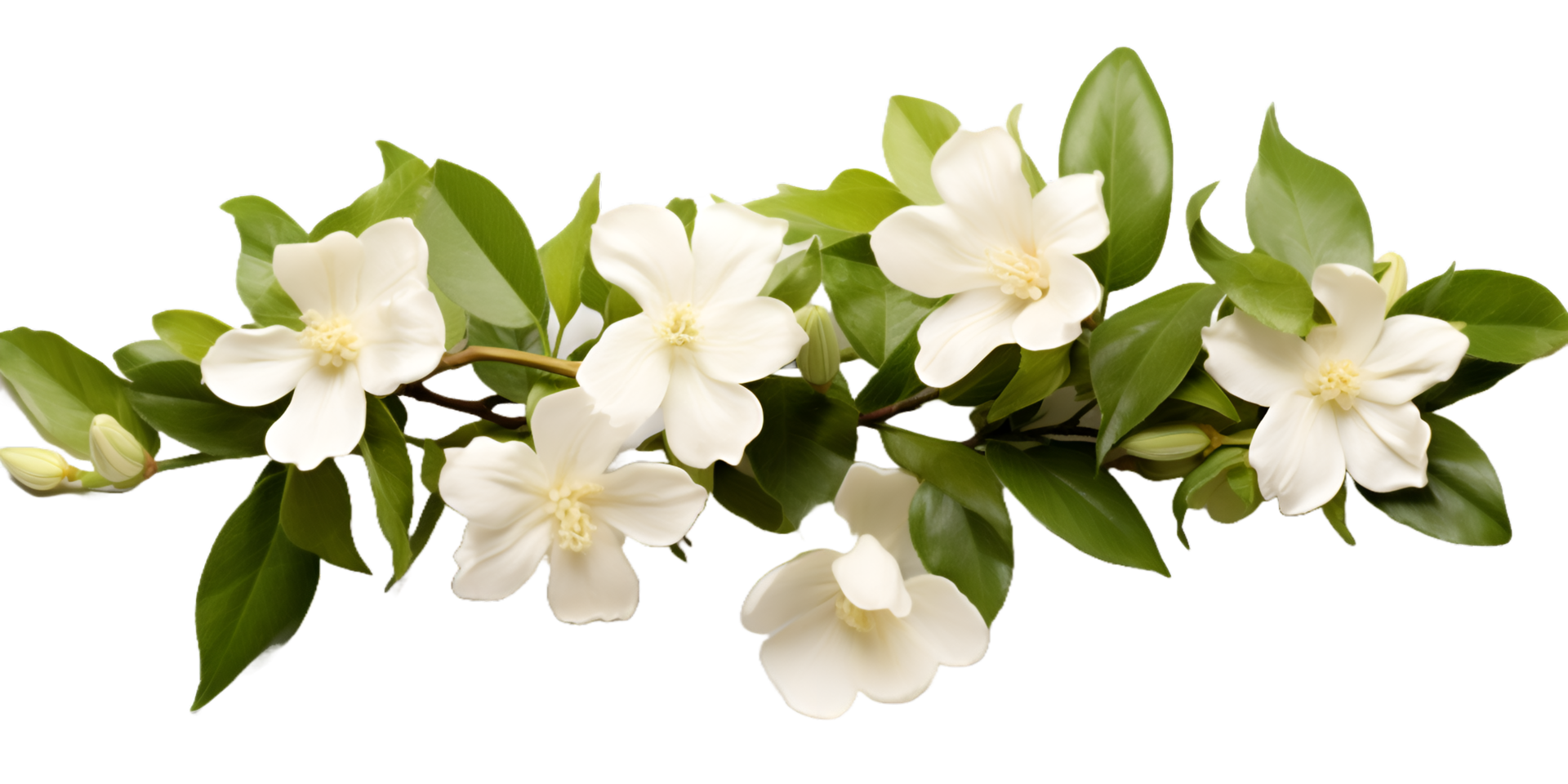 White jasmine lily Branch of a plant with flowers on a transparent background png