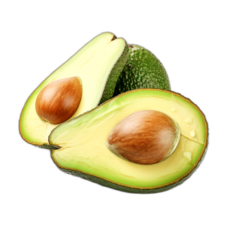 Avocado fruit with half cut slice isolated on transparent background png