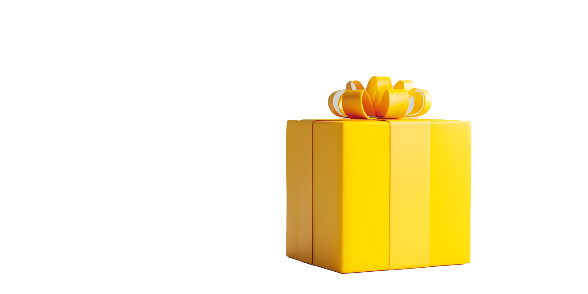 golden gift box rendering with golden ribbon isolated on transparent png