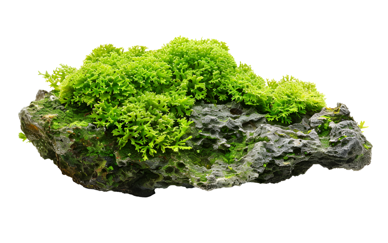 Green moss on rock isolated on transparent background png