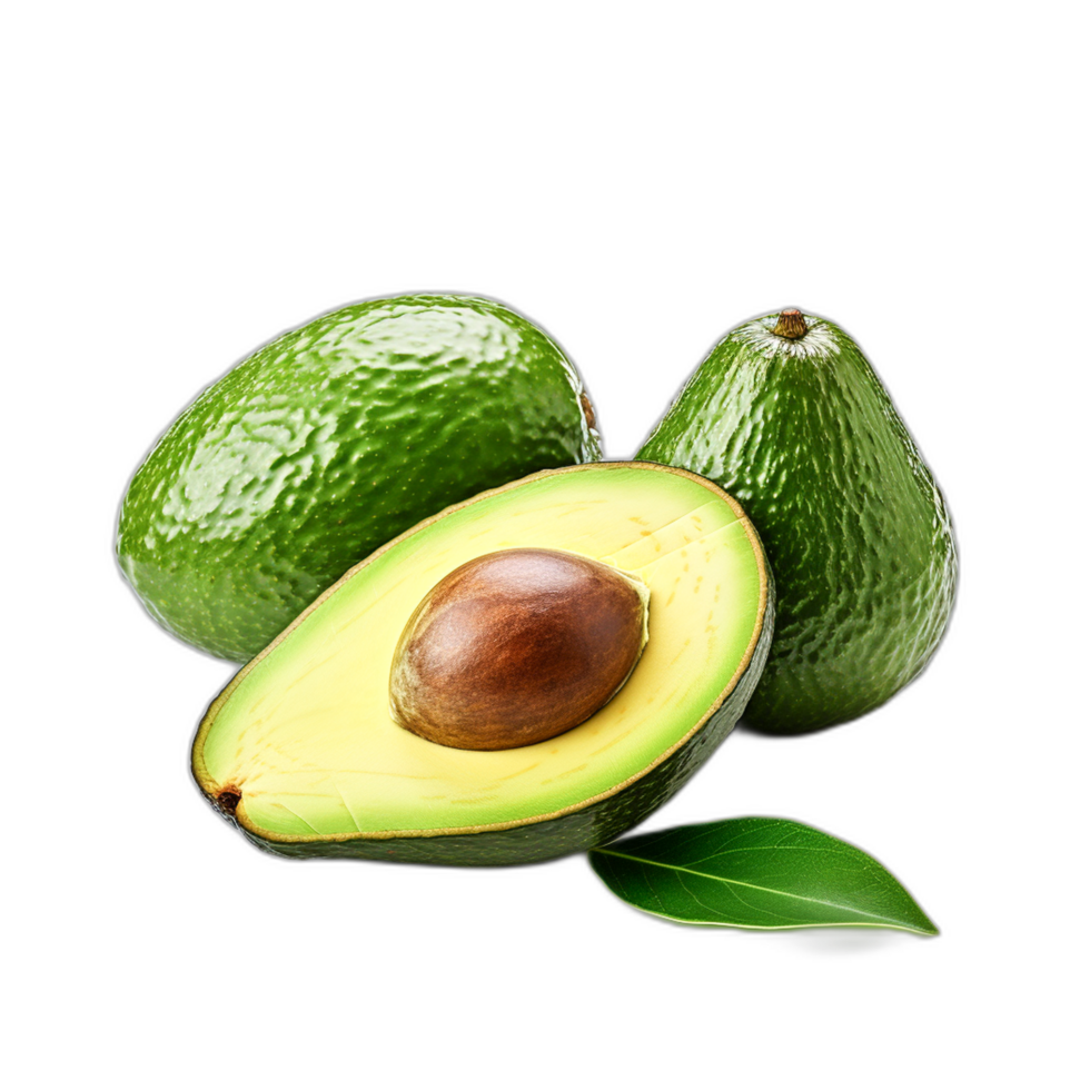 Avocado fruit with half cut slice isolated on transparent background png