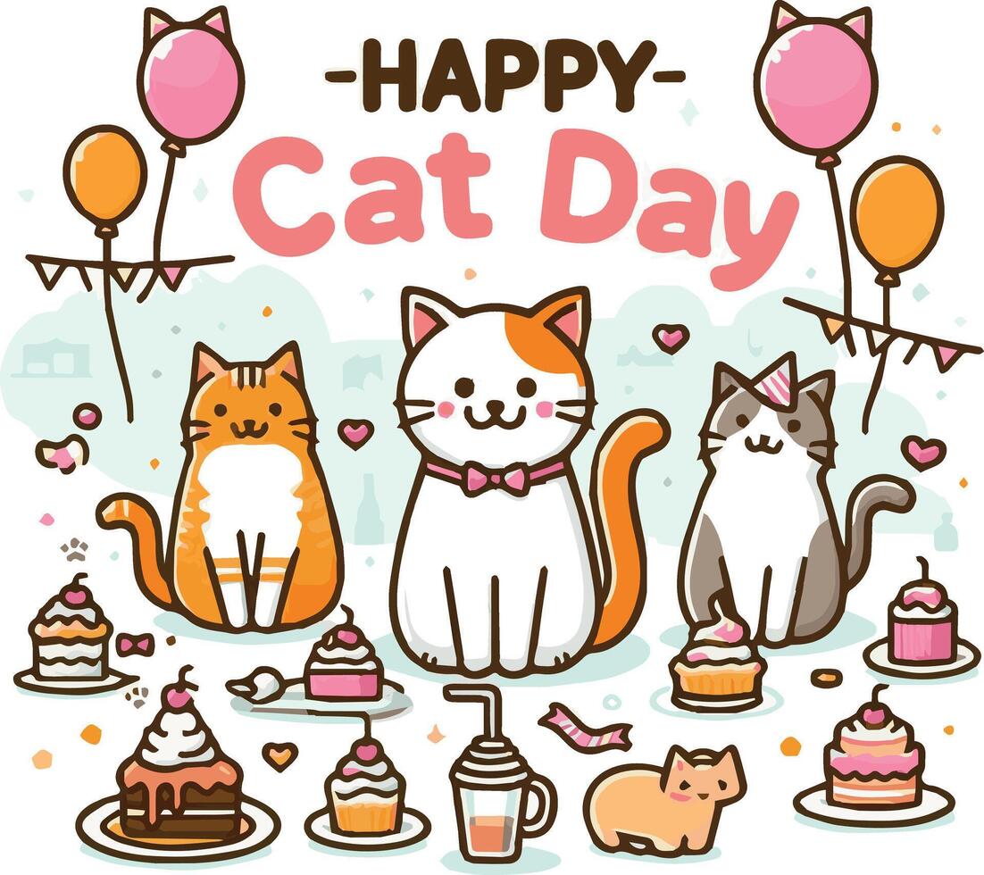 Cat Day Event Art Illustration vector
