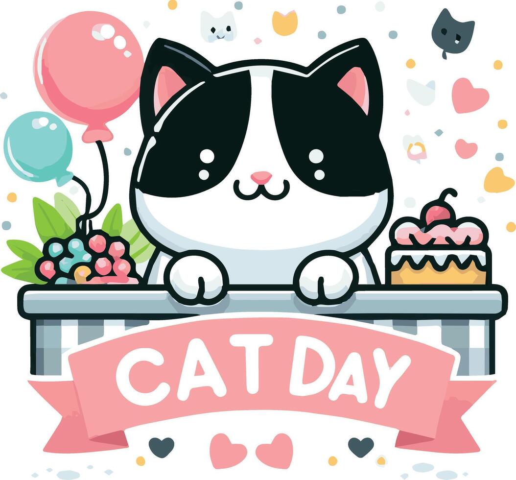 Cat Day Event Art Illustration vector
