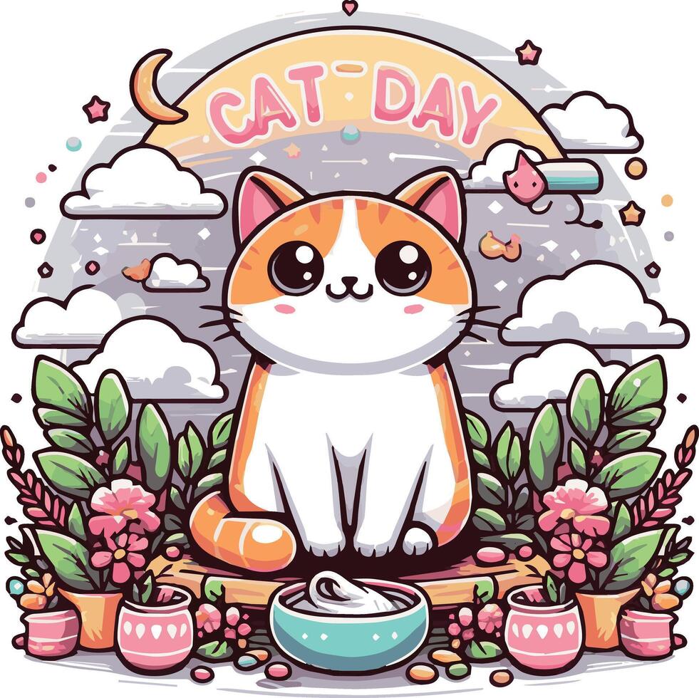 Cat Day Event Art Illustration vector