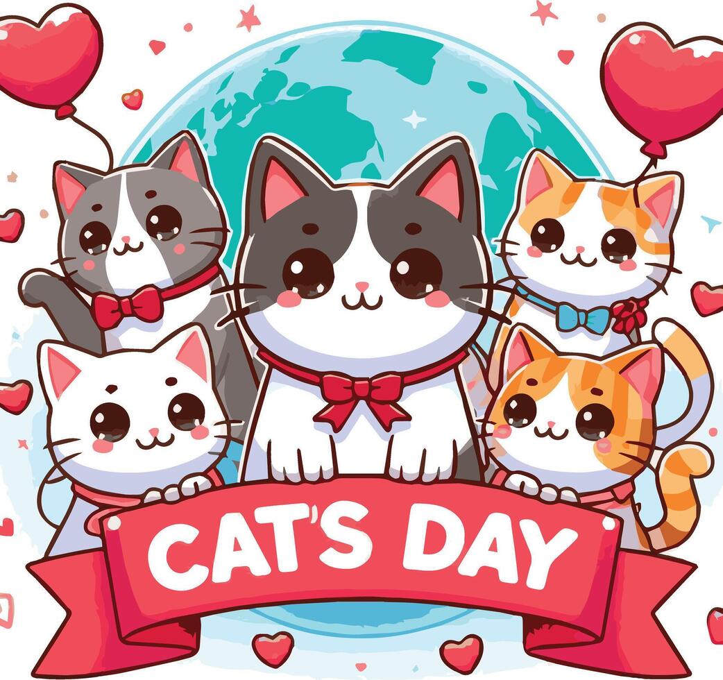 Cat Day Event Art Illustration vector