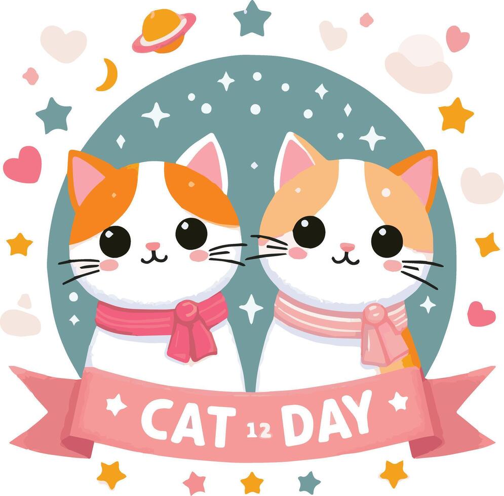 Cat Day Event Art Illustration vector