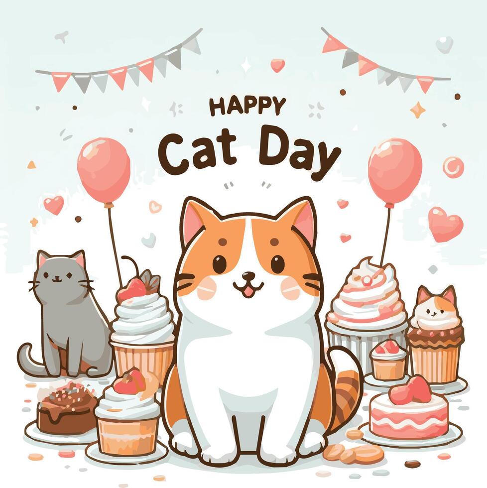 Cat Day Event Art Illustration vector