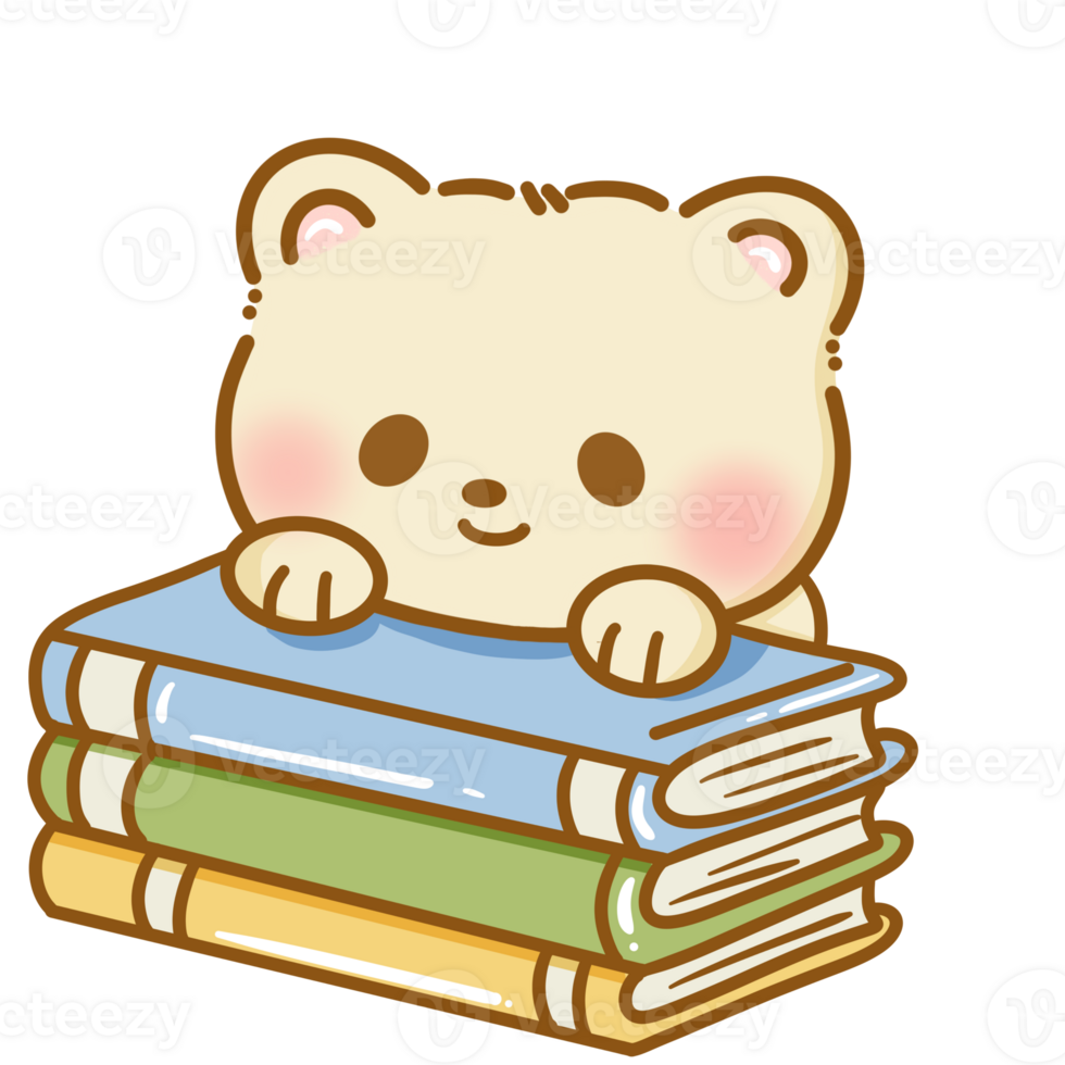 Hand drawn illustration kawaii bear back to school Doodle cute animal png