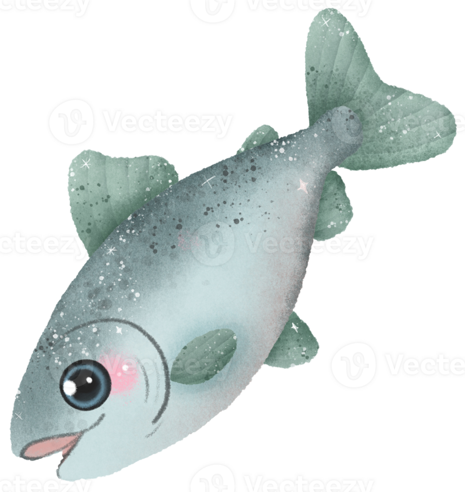 Watercolor Hand drawn illustration underwater animals Cute Salmon marine wild life children clip art for textile, decoration, posters, inviation, greeting cards png