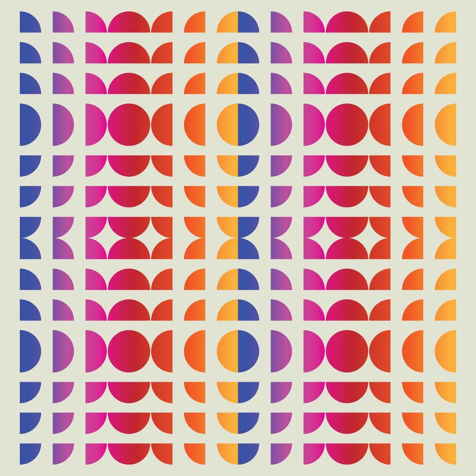 Bauhaus geometric pattern background, abstract circle, triangle and square lines art. Yellow, blue, red and green color, trendy Bauhaus pattern backgrounds set vector