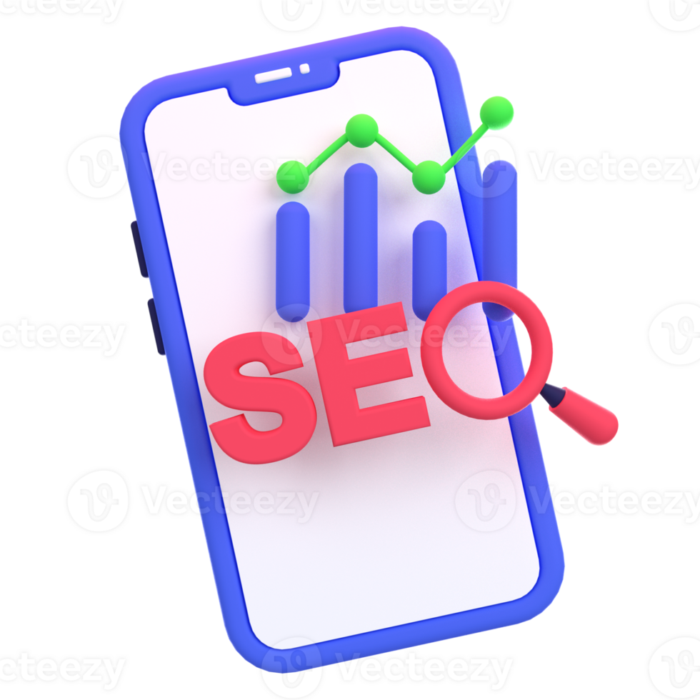 Web Optimization 3D icon concept. 3d illustration of mobile SEO optimization png