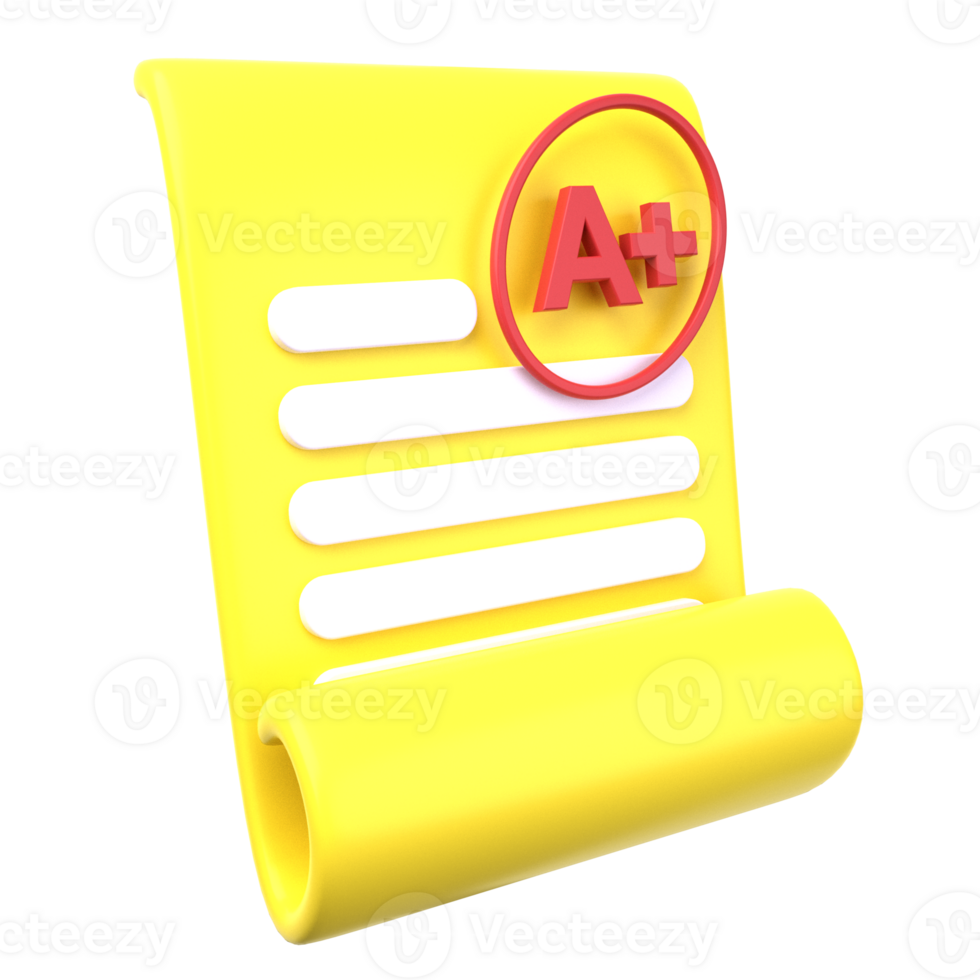 School and Education 3D icon concept. 3d illustration of Exam Result png