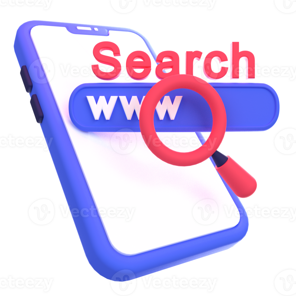 Web Optimization 3D icon concept. 3d illustration of searching for internet png