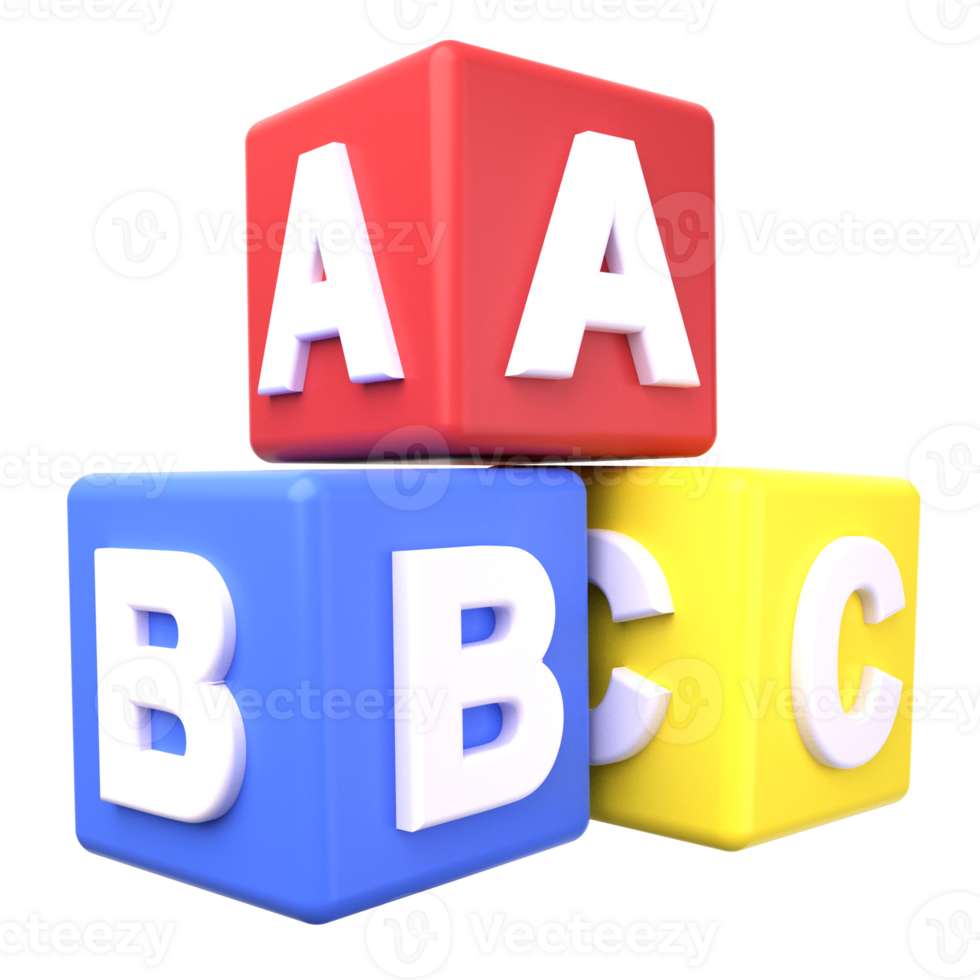 School and Education 3D icon concept. 3d illustration of Alphabet png