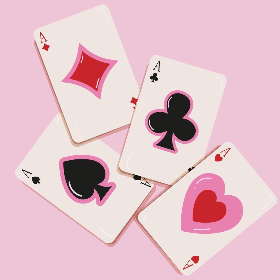 Cute poker cards aces. vector
