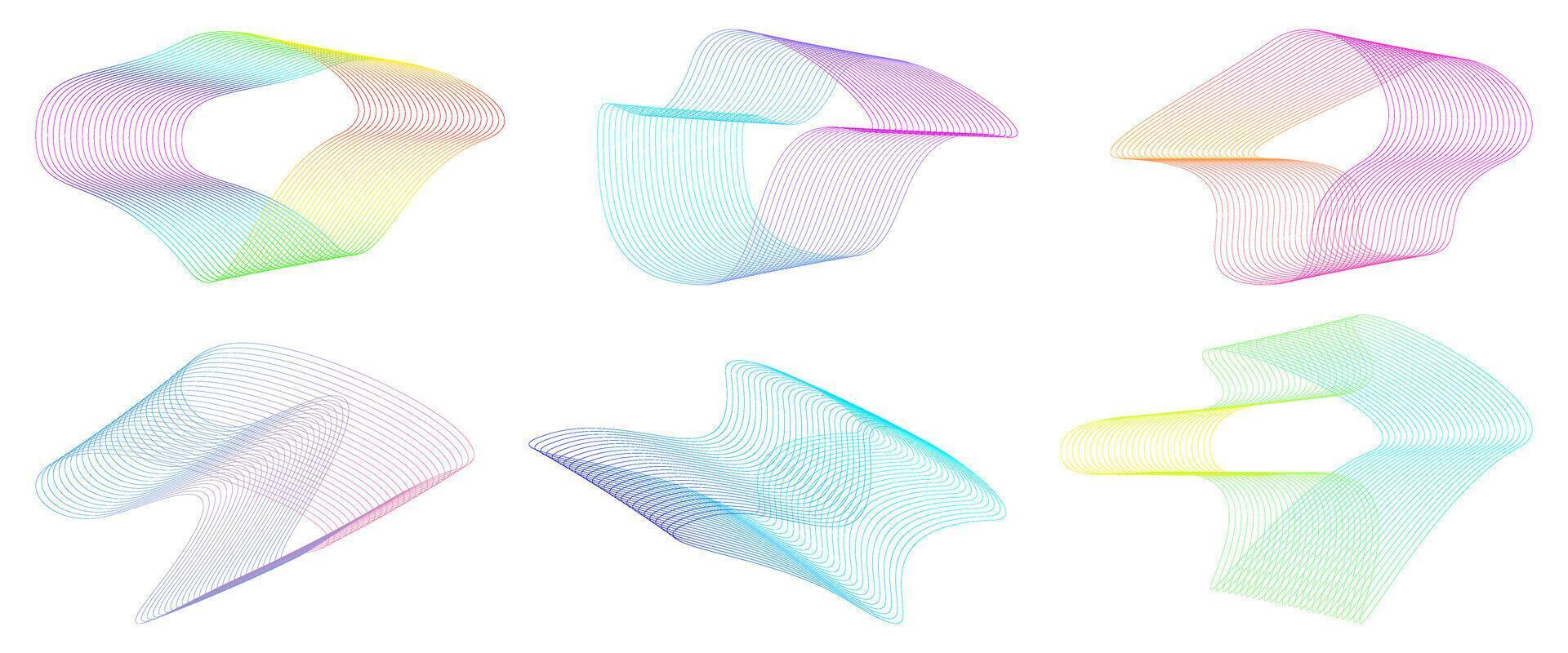 Abstract flowing wavy lines circle ring with neon rainbow gradient color. Digital round frequency track and voice equalizer. elegant and blend design element vector