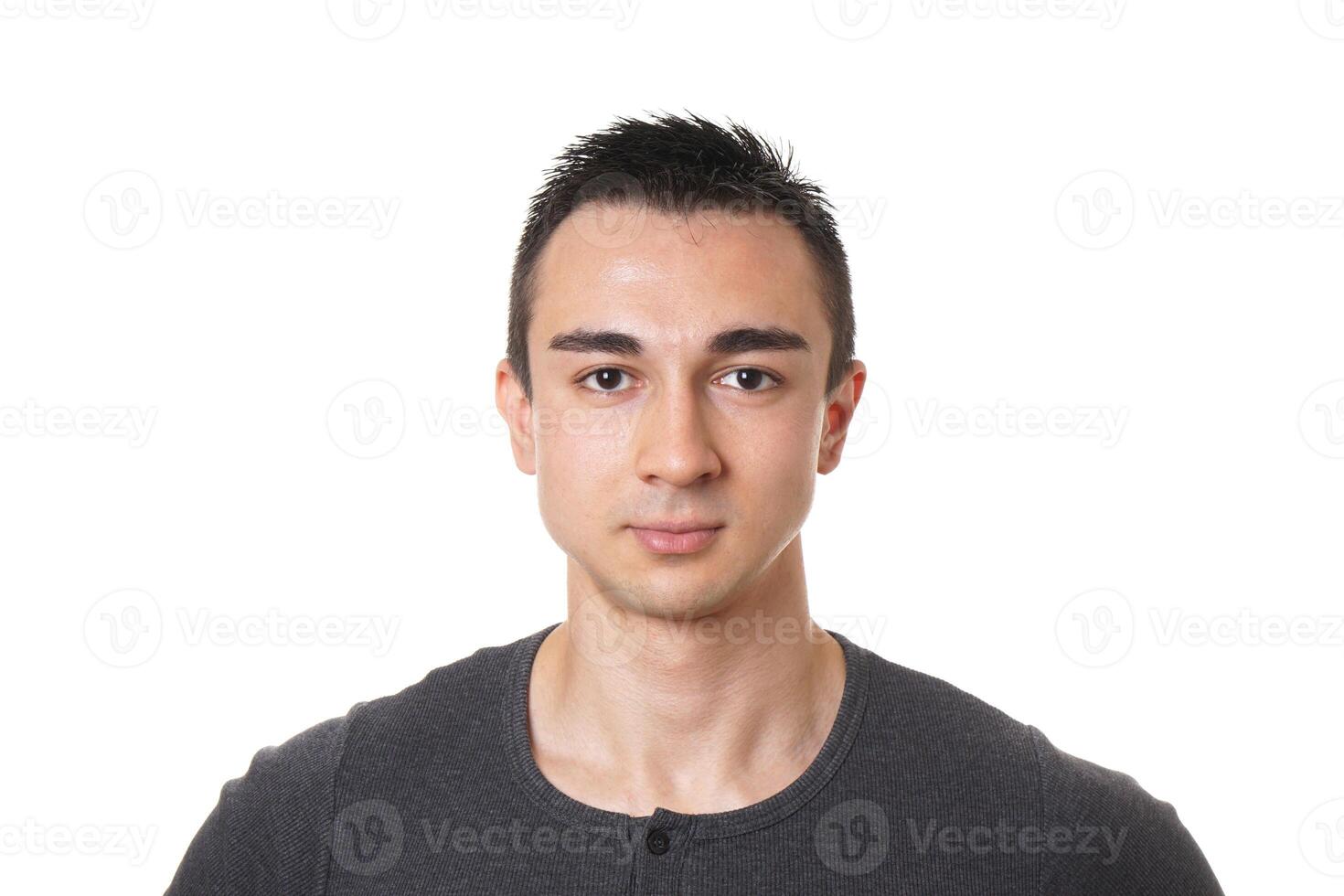 young man with short dark hair photo
