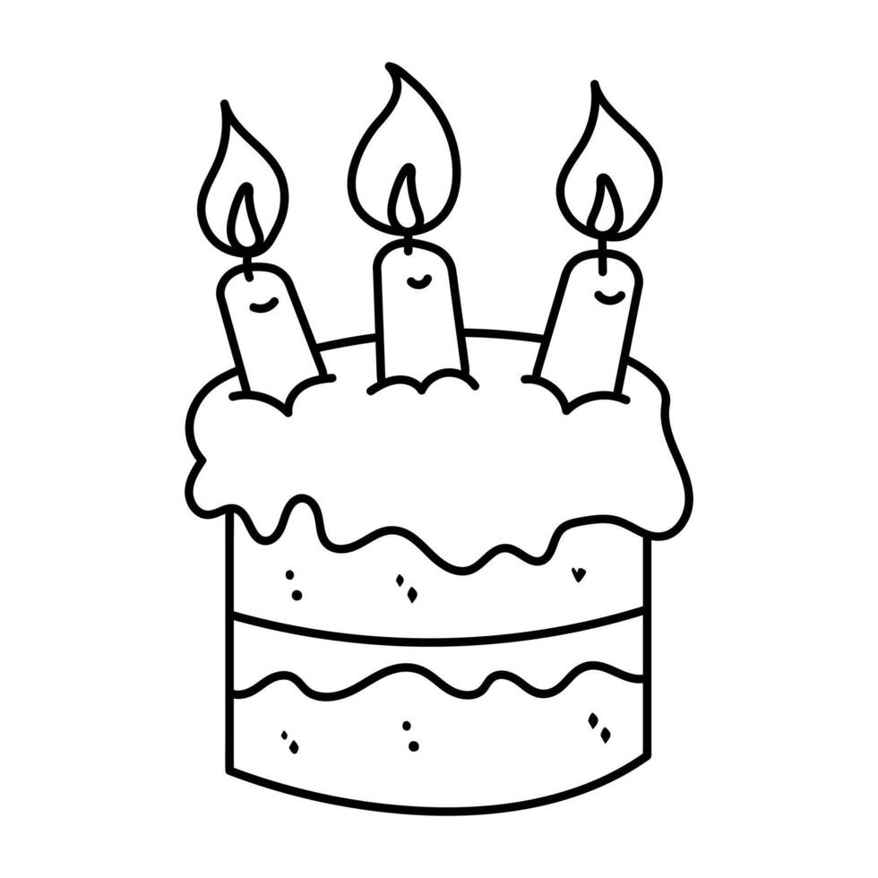 Hand drawn Birthday Cake with Burning Candles vector