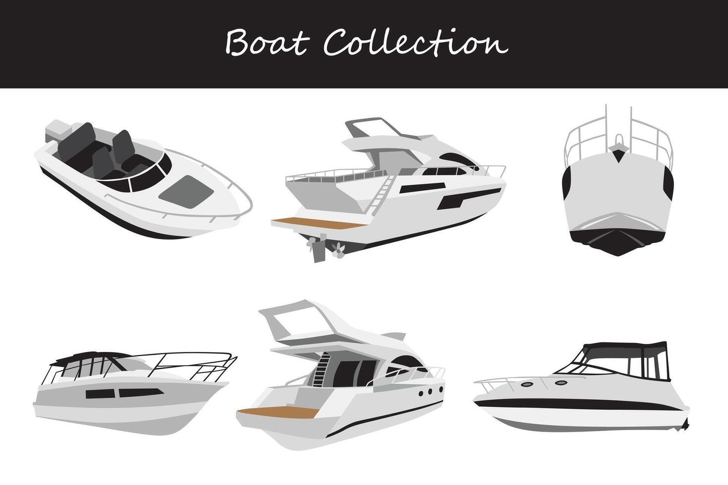 Boat set. Yachts isolated on white background. vector