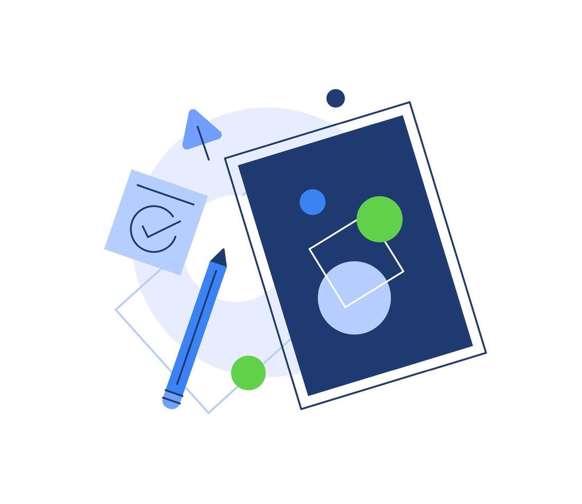 Planning,Drawing,Tablet with pencil and task note,Presentation slide,Infographic banner vector